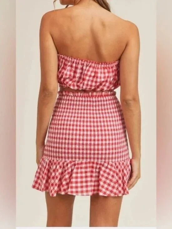 NWT ANTHROPOLOGIE MABLE GINGHAM SMOCKED SKIRT SET Medium - Picture 2 of 8